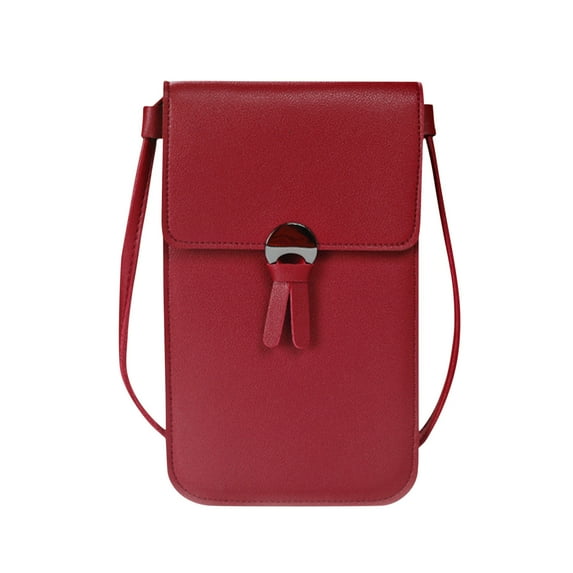 JeashCHAT Cell Phone Bag, Leather Small Crossbody Cell Phone Purse for Women, Clear Touch Screen Window Phone Bag Shoulder Bag Wallet Purses with Credit Card Slots