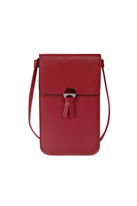 Cell Phone Bag, Leather Small Crossbody Cell Phone Purse for Women, Clear Touch Screen Window Phone Bag Shoulder Bag Wallet Purses with Credit Card Slots
