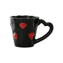 JeashCHAT Ceramic Coffee Mug, 3D Heart Embossed Tea Cup, Birthday Christmas Anniversary Valentines Day Gift for Women Wife Mom Friends