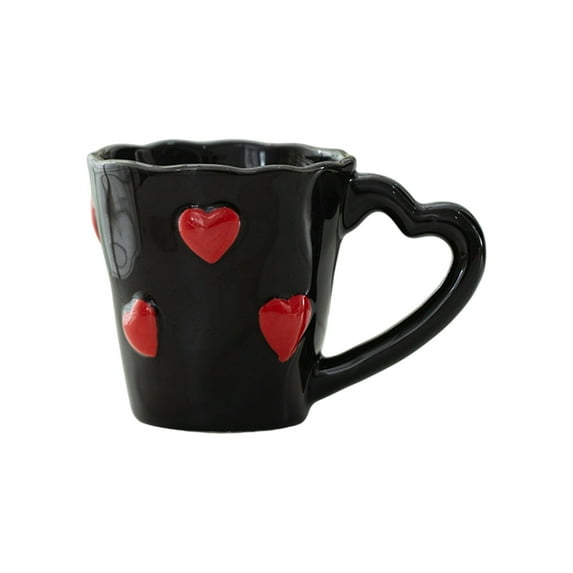JeashCHAT Ceramic Coffee Mug, 3D Heart Embossed Tea Cup, Birthday Christmas Anniversary Valentines Day Gift for Women Wife Mom Friends