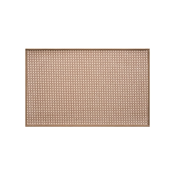 JeashCHAT Checkered Bath Mat, Ultra Thin Non Slip Bath Mat for Bathroom Floor, Quick Dry Absorbent Bathroom Rug, 24"x16", Brown