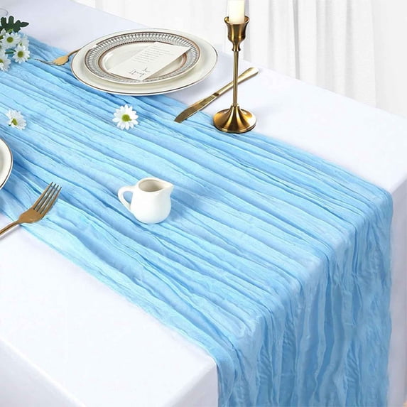 JeashCHAT Cheesecloth Table Runner, Boho Gauze Cheese Cloth Table Runner for Party Wedding Baby Shower Home Decor Holiday Fall Thanksgiving Christmas Decorations, 35.43" x 157.48"