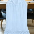 thumbnail image 1 of JeashCHAT Cheesecloth Table Runner Boho Rustic Cheese Cloth Table Runner for Wedding Party Baby Shower Easter Spring Summer Kitchen Table Decor, Pleated Cloth Table Runner, 35"x118", Light Blue, 1 of 7