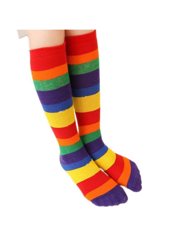 Child Fashion Rainbow Knee Socks Cotton High Socks