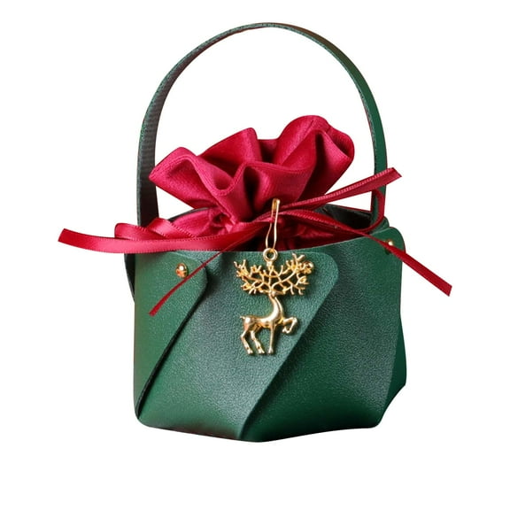 JeashCHAT Christmas Bags Leather Tote Bucket Christmas Eve Velvet Gift Bags Christmas Fruit Candy Cloth Velvet Bags