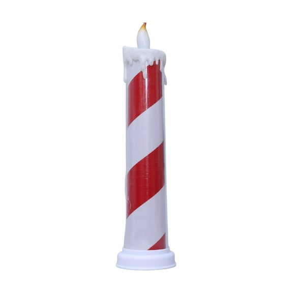 JeashCHAT Christmas Candy Cane Stripe Flameless Candle, Red White Stripe Candle Light, LED Candlestick Taper Candle for Xmas Party Wedding Table Mantel Window Decorations