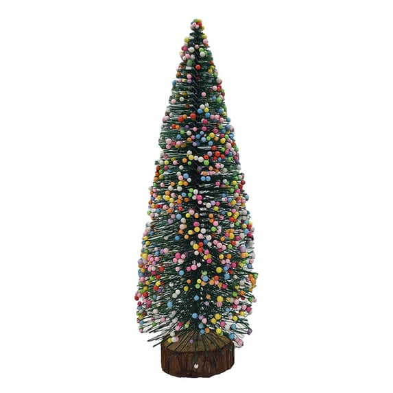 JeashCHAT Christmas Decorations Desktop Miniature Christmas Trees Mini Pine Tree with Snow and Wood Base for Xmas Holiday Party Home Tabletop Decor