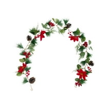 JeashCHAT Christmas Garland Hanging Vine Garland Artificial Poinsettia Pine Needles Garland with Berries and Pinecones, Christmas Decorations Home Mantel Fireplace Holiday Party Decor, 68.9inch