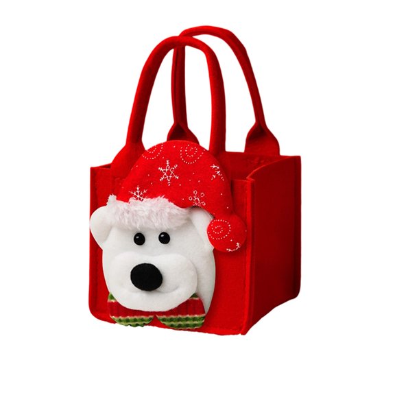 JeashCHAT Christmas Gift Bag, Reusable Felt Tote Bag with Handles, Candy Bag, Cute Santa Claus Snowman Reindeer Bear Christmas Tree Gift Bag for Holiday Gift Wrap Party Favor Supplies