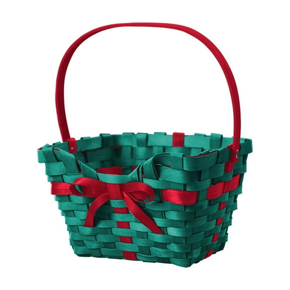 JeashCHAT Christmas Gift Basket Christmas Candy Fruit Snack Toys Gift Packaging Basket with Handle, Christmas Decorations New Year Christmas Gifts for Kids Family Friend