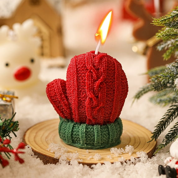 JeashCHAT Christmas Glove Candle, Xmas Wax Scented Candles Christmas Glove Shaped Candles Christmas Gifts for Winter Home Bedroom Room Table Decor Christmas Party Decorations