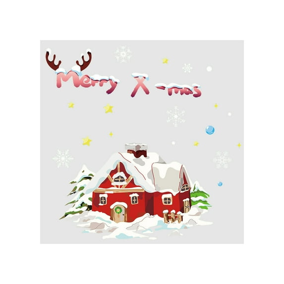 JeashCHAT Christmas House Window Clings Stickers for Glass, Xmas Wall Decals Decorations Holiday Merry Christmas Decals for Party