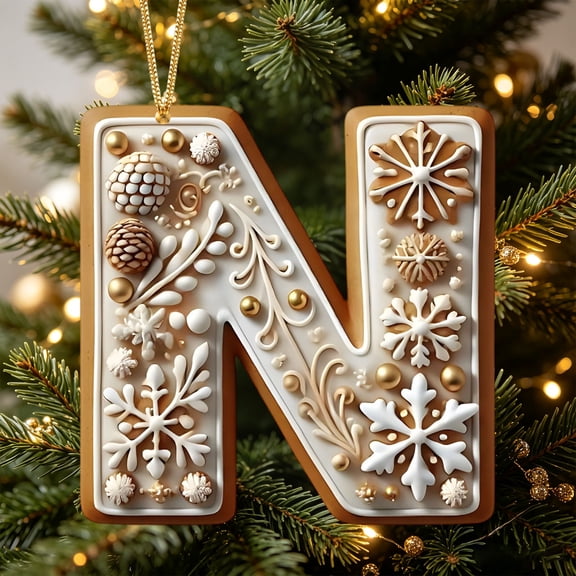 JeashCHAT Christmas Initial Ornaments, Personalized DIY 26 Letters Christmas Tree Decoration Pendant, Acrylic Initial Shape Xmas Tree Hanging Decor Christmas Gifts
