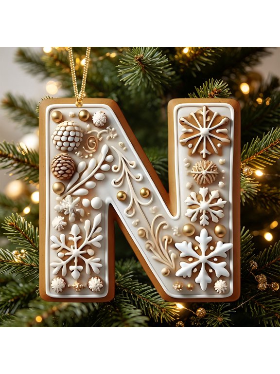 Christmas Initial Ornaments, Personalized DIY 26 Letters Christmas Tree Decoration Pendant, Acrylic Initial Shape Xmas Tree Hanging Decor Christmas Gifts