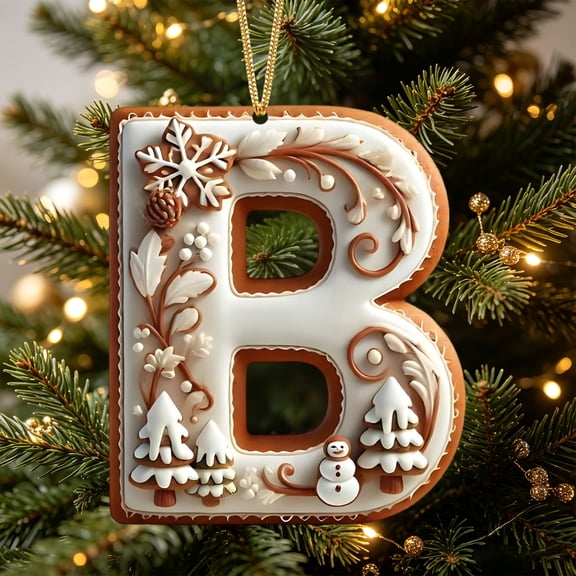 JeashCHAT Christmas Initial Ornaments, Personalized Letters Christmas Tree Decoration Pendant, Acrylic Initial Shape Xmas Tree Hanging Decor Christmas Gifts