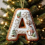 JeashCHAT Christmas Initial Ornaments, Personalized Letters Christmas Tree Decoration Pendant, Acrylic Initial Shape Xmas Tree Hanging Decor Christmas Gifts