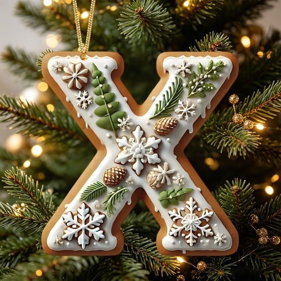 JeashCHAT Christmas Initial Ornaments, Personalized Letters Christmas Tree Decoration Pendant, Acrylic Initial Shape Xmas Tree Hanging Decor Christmas Gifts