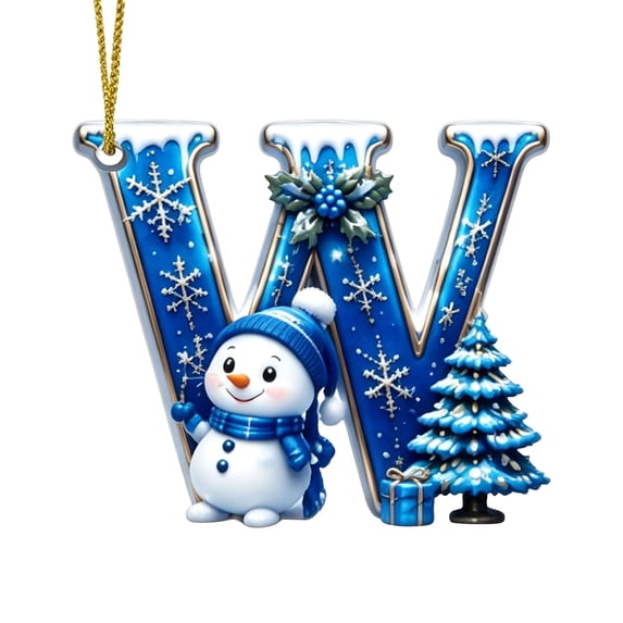JeashCHAT Christmas Initial Snowman Ornaments, Personalized DIY 26 Letters Acrylic Pendant Christmas Tree Decoration, Christmas Gifts