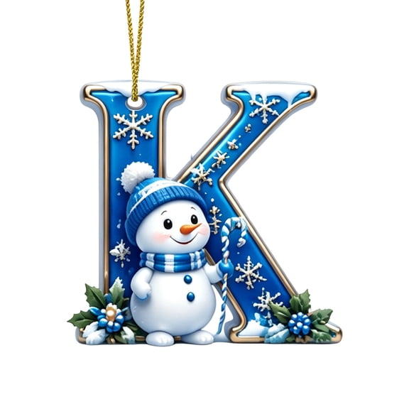 JeashCHAT Christmas Initial Snowman Ornaments, Personalized DIY 26 Letters Acrylic Pendant Christmas Tree Decoration, Christmas Gifts