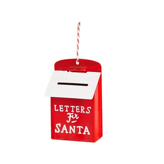 JeashCHAT Christmas Iron Painted Red Mailbox Ornament, Letters to Santa 3D Metal Mailbox Pendant Christmas Tree Decorations Xmas Holiday Party Crafts