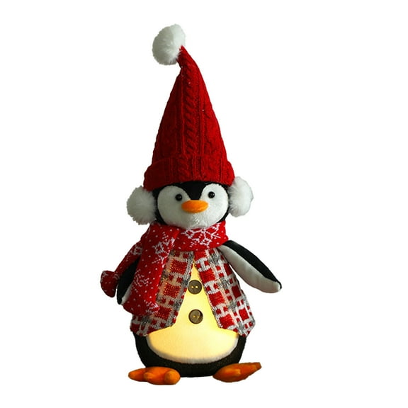 JeashCHAT Christmas LED Plush Penguin Gifts Stuffed Animal Light Up Penguin Doll Cute Penguin Plush Toy Christmas Decorations