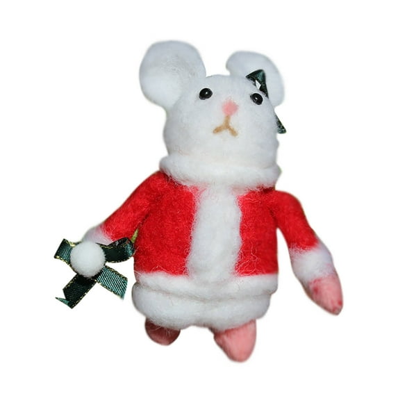 JeashCHAT Christmas Mouse with a Bow, Cute Christmas Mouse Ornament Handmade Mouse Decorative Mouse Figurine for Home Decor Gifts