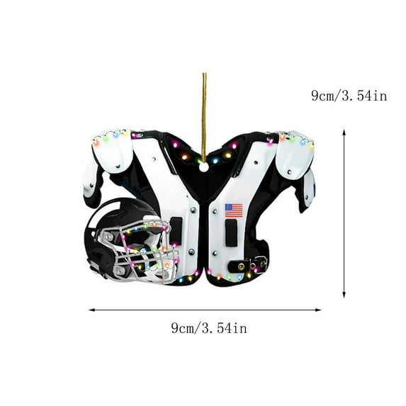 JeashCHAT Christmas Ornaments, American Football Shoulder Pads and Helmet Hanging Ornament, Christmas Tree Decorations, Flat Acrylic Pendant Christmas Gifts for Football Lovers