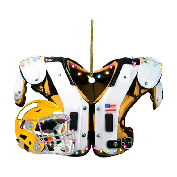 JeashCHAT Christmas Ornaments, American Football Shoulder Pads and Helmet Hanging Ornament, Christmas Tree Decorations, Flat Acrylic Pendant Christmas Gifts for Football Lovers