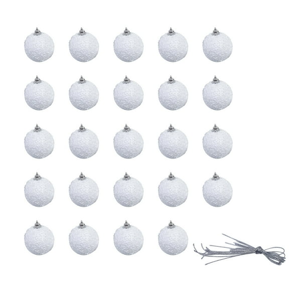 JeashCHAT Christmas Ornaments, Decorations For Christmas Tree, Set Of 24 Shatterproof Light Bulbs With A Drawstring,white Balls For Decor