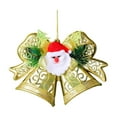 thumbnail image 1 of JeashCHAT Christmas Plastic Bow Bell Ornaments, Christmas Tree Xmas Wreath Hanging Decoration, Bow Bell Shape Pendant with Mini Ribbon Bow and Cute Santa Claus, 8.27" x 7.68", 1 of 6