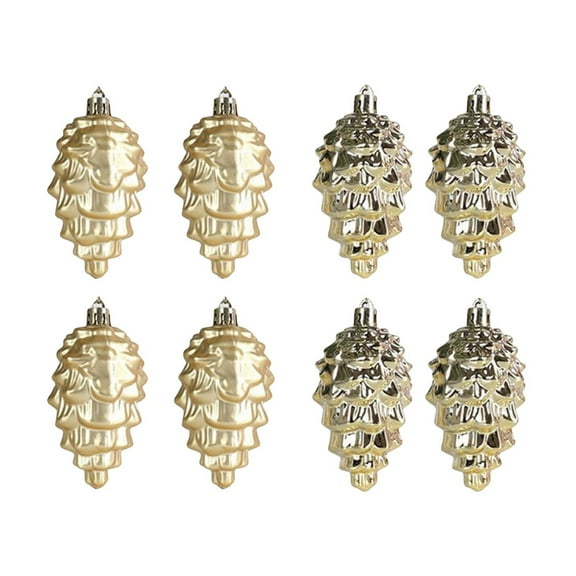 JeashCHAT 8 Pcs Christmas Plastic Pine Cone Ornaments, Shatterproof Pinecone Hanging Pendant Christmas Tree Decorations, Xmas Wedding Holiday Party Home Decor