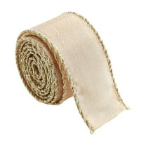 JeashCHAT Christmas Ribbon, Christmas Wired Ribbon Roll for Christmas Gift Wrapping, Christmas Tree Wreath Bows, Crafts, Xmas Holiday Party Decorations, 1.38 Inch x 2.19 Yards, Khaki