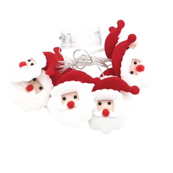 JeashCHAT Christmas Santa Claus String Lights, 5.41 FT LED Cute Short Plush Fabric Santa Claus Hanging String Lights for Christmas Tree Decorations Xmas Holiday Party Decor, Battery Operated