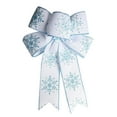 thumbnail image 1 of JeashCHAT Christmas Snowflake Bow for Wreath Christmas Tree Decorations, Snowflake Ribbon Bow, 11.81" x 9" Christmas Tree Bow Ornaments Xmas Holiday Party Home Front Door Decor, 1 of 6