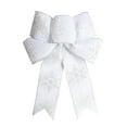thumbnail image 1 of JeashCHAT Christmas Snowflake Bow for Wreath Christmas Tree Decorations, Snowflake Ribbon Bow, 11.81" x 9" Christmas Tree Bow Ornaments Xmas Holiday Party Home Front Door Decor, 1 of 6