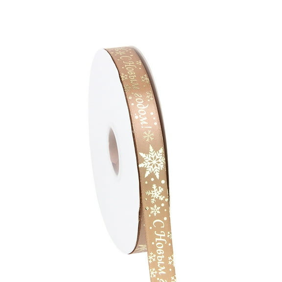 JeashCHAT Christmas Snowflake Wired Ribbon, 0.7 Inch x 25 Yards Christmas Ribbon Roll, Thin Satin Ribbon for Gift Wrapping, DIY Bows, Floral Bouquets, Christmas Wedding Holiday Party Decor