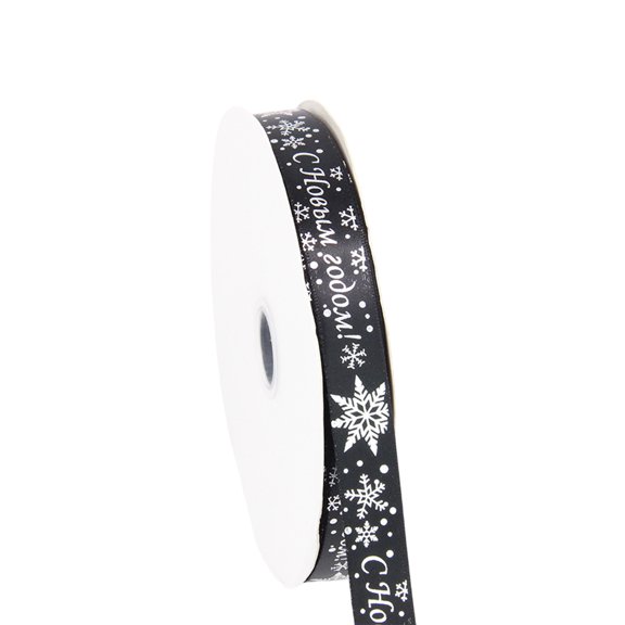 JeashCHAT Christmas Snowflake Wired Ribbon, 0.7 Inch x 25 Yards Christmas Ribbon Roll, Thin Satin Ribbon for Gift Wrapping, DIY Bows, Floral Bouquets, Christmas Wedding Holiday Party Decor