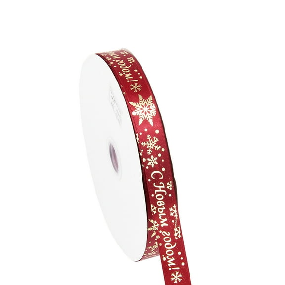 JeashCHAT Christmas Snowflake Wired Ribbon, 0.7 Inch x 25 Yards Christmas Ribbon Roll, Thin Satin Ribbon for Gift Wrapping, DIY Bows, Floral Bouquets, Christmas Wedding Holiday Party Decor