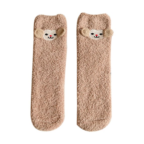 JeashCHAT Christmas Socks Mid-tube Thickened Coral Fleece Socks Women's Casual Solid Color Coral Fleece Socks Home Socks Set Dress Socks