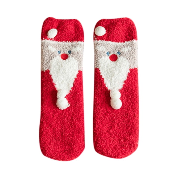 JeashCHAT Christmas Socks Mid-tube Thickened Coral Fleece Socks Women's Casual Solid Color Coral Fleece Socks Home Socks Set Dress Socks