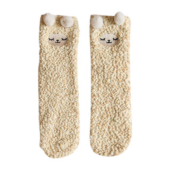 JeashCHAT Christmas Socks Mid-tube Thickened Coral Fleece Socks Women's Casual Solid Color Coral Fleece Socks Home Socks Set Dress Socks