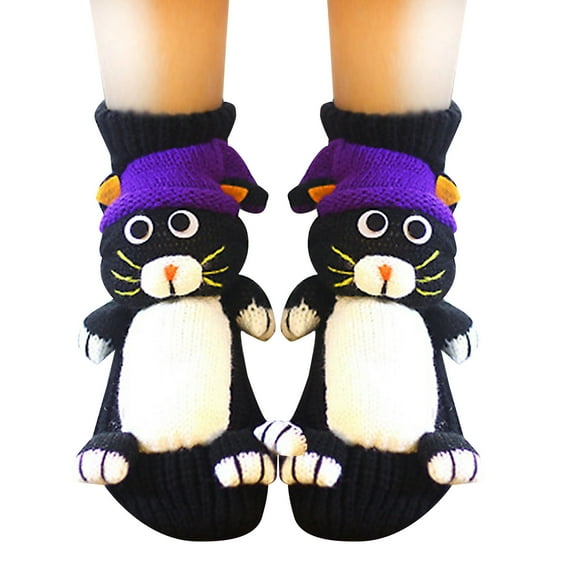 JeashCHAT Christmas Socks Sleep Socks Lovely Socks Floor Socks Three-dimensional Cartoon Wool Socks Thickened Warm Socks In Winter