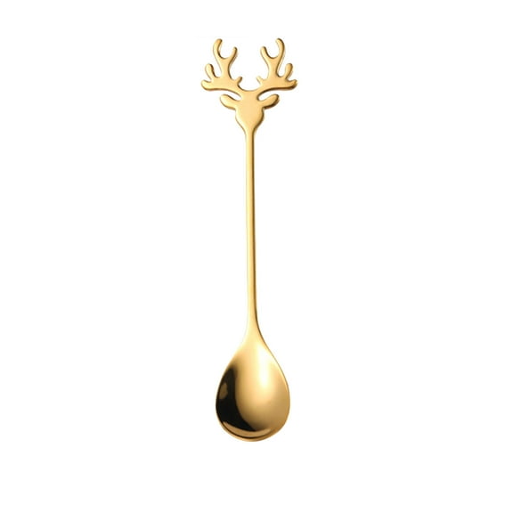 JeashCHAT Christmas Spoon Stainless Steel Reindeer Spoon Coffee Spoon Dessert Spoon Stirring Spoon Ice Cream Spoon Tea Spoon Christmas Gifts Holiday Party Supplies