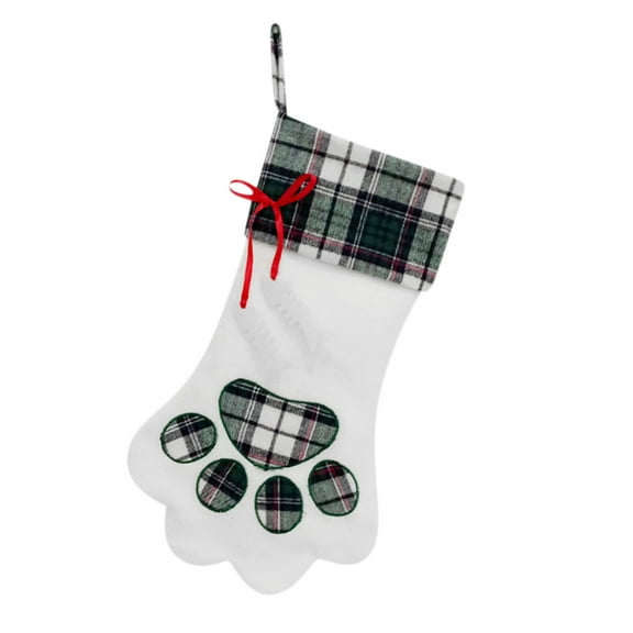 JeashCHAT Christmas Stockings Gift Bag, Dog Paw Christmas Stockings Pendant Christmas Decorations Candy Bag Green