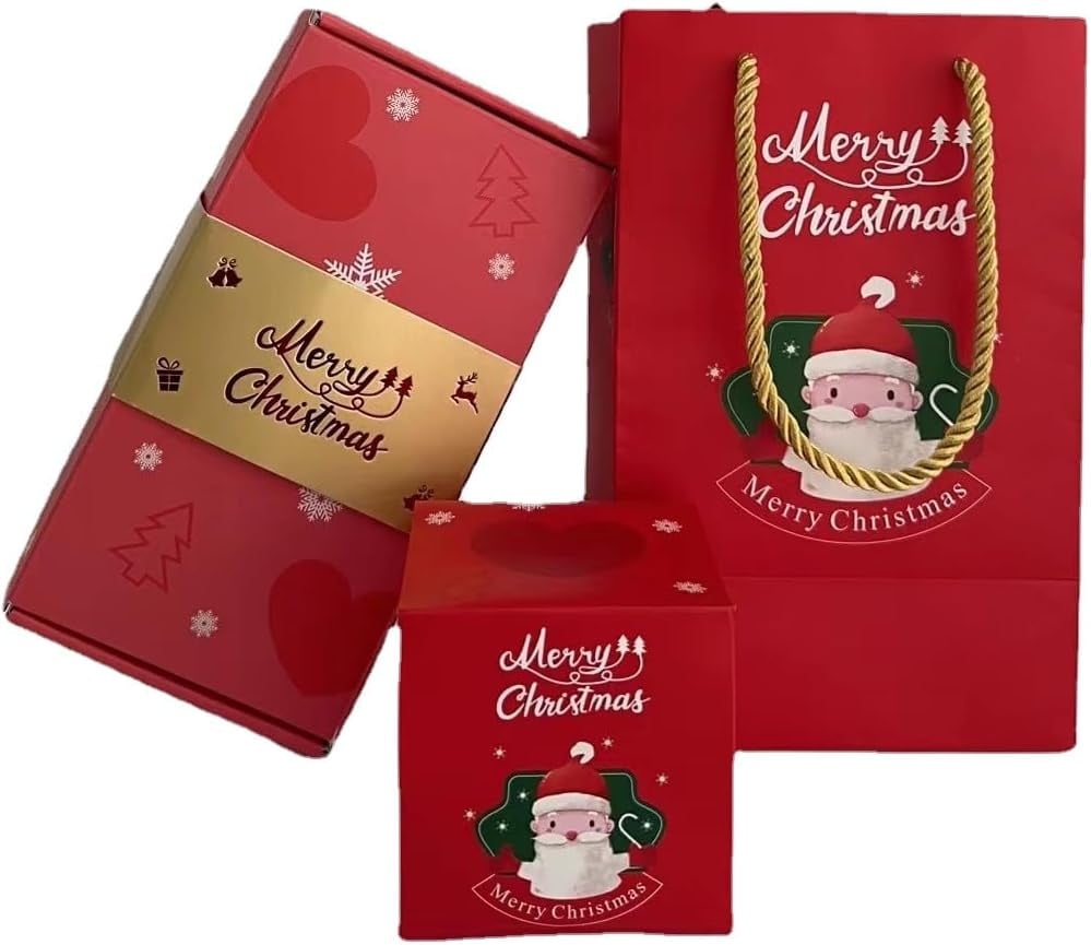 ALEF Christmas Kraft Gift Boxes and Tissue Paper 30 piece Bundle with Foil  Designs - 2 Pack (20 Boxes - 40 sheets Tissue Paper)