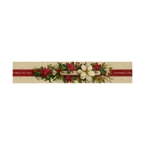 JeashCHAT Christmas Table Runner 13x72 Inch Poinsettia Christmas Flowers Garland Table Runner Christmas Decorations Party Supplies Holiday Kitchen Dining Table Decor