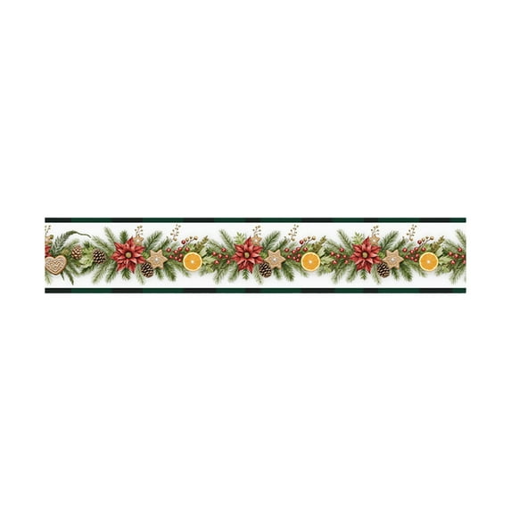 JeashCHAT Christmas Table Runner 13x72 Inch Poinsettia Christmas Flowers Garland Table Runner Christmas Decorations Party Supplies Holiday Kitchen Dining Table Decor