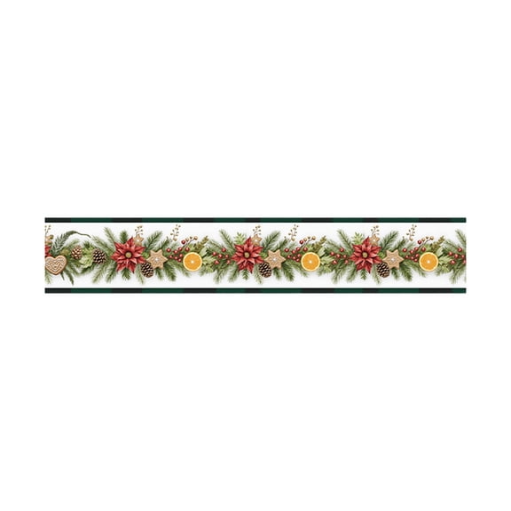 JeashCHAT Christmas Table Runner 13x72 Inch Poinsettia Christmas Flowers Garland Table Runner Christmas Decorations Party Supplies Holiday Kitchen Dining Table Decor