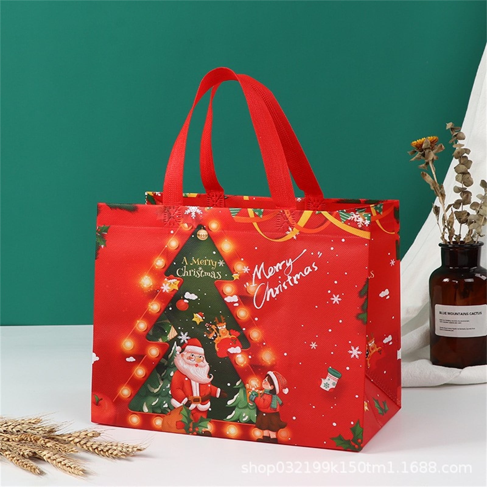 20 Pack Reusable Christmas Gift Bags - Assorted Sizes (Jumbo, Large, Small) With Handles
