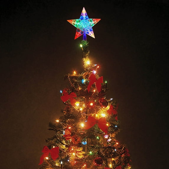 JeashCHAT Christmas Tree Topper Lighted Star, 8.3" LED Clear Five-Pointed Star Xmas Tree Topper Plug in for Indoor Home Office New Year Holiday Party Christmas Decorations